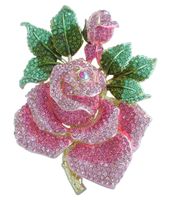 Wholesale Fashion pins brooches for women Gorgeous quot Gold Tone Pink Rhinestone Crystal Rose Flower Brooch Pin EE02994C12