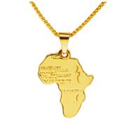 Wholesale Rock Hippie Small African Map Pendant Necklace K Real Gold Plated Chain Long Necklaces Party Jewelry Mens Gifts