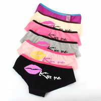 Wholesale Sexy Women Underwear Kiss Me Printed Cotton Underwear Lingerie Sexy Panties Briefs Knickers