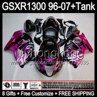 Wholesale 8gift For SUZUKI Hayabusa GSXR1300 MY12 pink flames GSXR GSX R1300 GSX R1300 Fairing gloss black