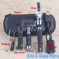 Wholesale Dry Herb Vaporizer Starter Kit eVod Pen E Cigs Vaping for Wax DryHerb Eliquid Vape Pens IN Vaporiser Kits
