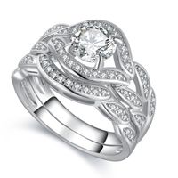 Wholesale 2017 New Arrilval Hot Fashion Jewelry KT White Gold Filled Topaz CZ Diamond Gemstones Engagement Wedding Women Bridal Ring Set Size