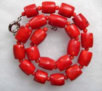 Wholesale Natural charming Vintage Estate Chunky Red Coral Barrel Bead Necklace