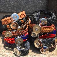 Wholesale New Pieces Mix assorted Men s women s Ginger mm Snap Button Chunk charms Leather Vintage Cuff Bracelets hot sale