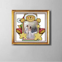 Wholesale COUPLE photo frame lovely cartoon painting counted printed on canvas DMC CT CT Cross Stitch Needlework Set Embroidery kit