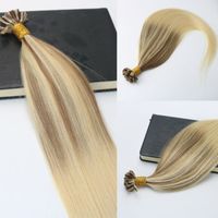Wholesale 100Strands g set Pre bonded Remy Human Hair Extension Keratin Nail U tip Hair Extension Balayage Ombre Hair Brown Blonde Highlight