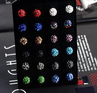 Wholesale mark plating Sterling Silver mm mm mm mm CZ Crystal disco ball Stud Earrings New Fashion Jewelry pairs