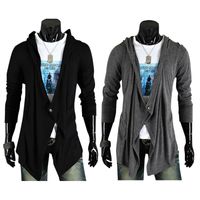 Wholesale Fashion Casual Slim Fit Black Gray Color Irregular Jacket Winter Coat Mens Windbreaker Hooded Outwears