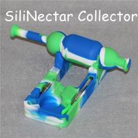 Wholesale Hot Sale Silicone Nectar Collector set with mm male titanium nail nector collector oil rigs hammer bubbler mini silicone dab straw DHL