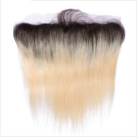 Wholesale Two Tone B Ombre Straight Lace Frontal Blonde Dark Root Ombre Brazilian Human Hair Full Lace Frontal Closure