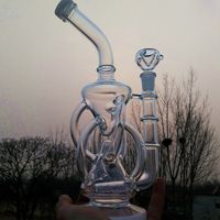 Wholesale Oil Rigs Recycler water pipe High quality HourGlass bong Hybrid Two function Hand make glass art built in claim catchers joint mm