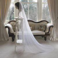 Wholesale Simple Design White Veil Wedding Veils Chapel Length Bridal Hair Accessories Custom Made One Layer Soft Tulle for Brides