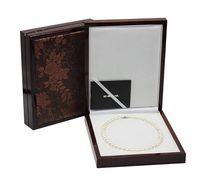 Wholesale Hot sell pearl necklace box imitation leather pattern wood jewelry gift box