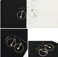 Wholesale Antique Pearl Round Circle Earring Fashion Golden Silver Fish Ear Hook Dangle Chandelier Women Pendant Earrings Party Jewelry Gift for Girls