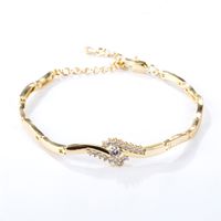 Wholesale New Fashion K Yellow White Gold Plated CZ Women Anklet Bracelet Chain for Birde for Wedding Party