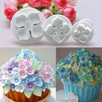 Wholesale 3Pcs Hydrangea Cake Fondant Decorating Sugar Craft Plunger Cutter Flower Mold E00280 BARD