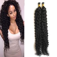 Wholesale I Tip hair extensions Natural Color Custom Capsule Keratin Stick I tip Human Hair Extensions Deep curly g g strand s