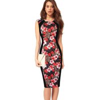 Wholesale New Fashion Womens Elegant Print Optical Illusion Slim Tunic Contrast Patchwork Work Office Casual Party Club Fit Pencil Dress