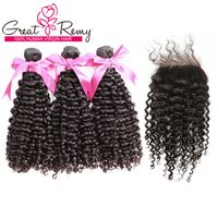 Wholesale Hair Bundles With Top Closure Buy HairWefts Get pc Free Lace Front Closure Malaysian Deep Curly Wave Human Remy HairWeave