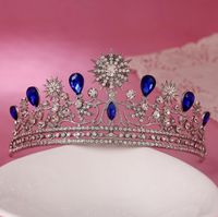 Wholesale European Bride Tiaras Baroque Luxury Rhinestone Crystal Crown The Queen Diamond Hair Princess Korean White Shining Hair Accessories LDT08
