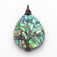Wholesale Popular Copper Wire Wrap Water Drop Natural Abalone Shell Pendant Fashion Jewelry For Gift