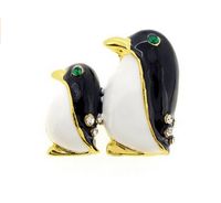 Wholesale Mom And Baby Penguin Crystal Pin Brooch