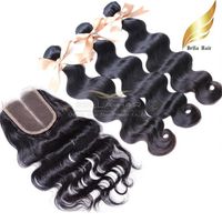 Wholesale Body Wave Lace Closure Virgin Brazilian Virgin Human Hair Weaves With Middle Part Lace ClosureHair Wefts Natural Color Inch