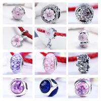 Wholesale 2017 Spring New Authentic Sterling Silver magnolia Cubic Zirconia European Charms Bead Fit Pandora Chain Bracelet DIY Fashion Jewelry