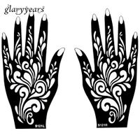 Wholesale Pair Hands Mehndi Henna Tattoo Stencil Flower Pattern Design for Women Body Hand Art Painting Disposable cm cm S121