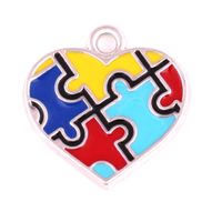 Wholesale 10pcs Zinc Alloy Material Rhodium Plated Enamel Cross Heart Cross Shape Puzzle Piece charm Autism Pendant Enameled Awareness Charm