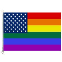 Wholesale Good Flag USA Rainbow Flags Banner X5FT x150cm Polyester country flags gsm Warp Knitted Fabric Outdoor Flag