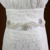 Wholesale Pearls Crystals Bridal Belts cm Long Luxury Wedding Headpieces White Hand Made Detachable Bridal Sash