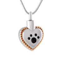 Wholesale CMJ8647 Paw Print Engravable Heart Urn Memorial Ash Urn Pet Dog Cat Urn Cremation Funeral Casket Fashion Jewelry Fashion Charm