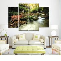 Wholesale Sika Deer At The Edge of Qinghe River Frameless Paintings