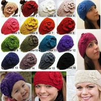 Wholesale New fashion Women s Fashion Wool Crochet Headband Knit Hair band Flower Winter Ear Warmer