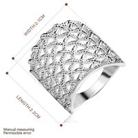 Wholesale fashion design Square grid plated sterling silver finger ring fit women wedding silver plate rings Solitaire Ring Band Rings ER543