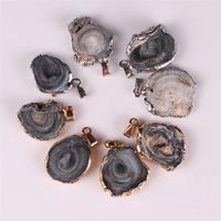 Wholesale Nice Design Small Spiral Sea Snail Gold Plated Silver Plated Cabochon Pendant With A Swirl Of Druzy Quarts Crystals Gem Stone DIY Beads