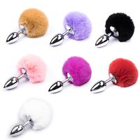 Wholesale Small Size Stainless Steel Rabbit Tail Anal Plug Color Butt Plug Sex Toys For Woman Men Erotic Sex Products