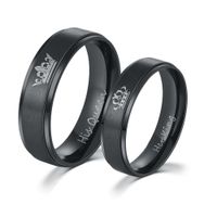 Wholesale Lover Ring His Queen Her King Stainless Steel Jewelry Couple Rings Wedding Ring Black