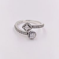 Wholesale Authentic Sterling Silver Rings Abstract Elegance Clear Cz Fits European Pandora Style Jewelry CZ
