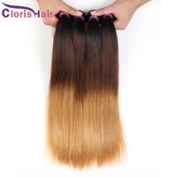 Wholesale Blonde Ombre Malaysian Virgin Hair Straight Bundles Three Tone b Ombre Extensions Cheap Dark Roots Blonde Straight Human Hair Weaves