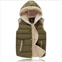 Wholesale Mens Hooded Vests Autumn Thick Warm Men s Coats Fashion Solid Male Vests Multicolor Sleeveless Jacket Man Outerdoor Vests Winter