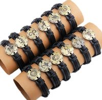 Wholesale Twelve Constellations Leather Bracelets Leather Wrap Bracelets zodiac Leather Bracelet For Men