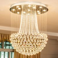 Wholesale New design LED crystal ceiling chandeliers crystal rain drop modern round chandelier lighting pendent lamps for duplex stairs villa hotel
