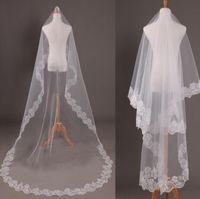 Wholesale Luxury New Women Wedding Bridal Veils Lace Floral Edge Ivory White Tulle Veils Wedding Bride Accdessories