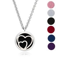 Wholesale Free felt pads and chain mm double heart stainless steel aroma necklace plant pattern essential oil diffuser locket pendant