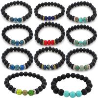 Wholesale Natural Lava Stone Bracelets Essential Oil Diffuser Chakra Yoga Energy Stretch Bracelet Bangle for Men Women Jewelry Gift Kimter B348S F
