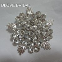 Wholesale Real Photo Luxury Crystal Brooch Silver Rhinestone Floral Leaf Formal or Casual Dress Brooches Accessory Bridal Wedding Party Dress Jewelry
