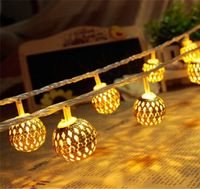 Wholesale Solar Battery Operated Moroccan Ball Warm White Light String Lights ft LED Metallic Silver Christmas Decoration Moroccan Ball String L