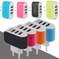 Wholesale US EU Plug USB Wall Chargers V A LED Adapter Travel Convenient Power Adaptor with triple USB Ports For Mobile Phone